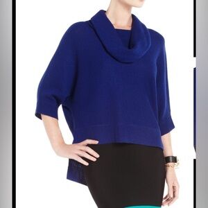 BCBG MaxAzria Wool Royal Blue Reece Sweater Sz XXS cowl neck relaxed dolman
